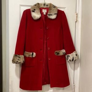 The Children's Place Red Coat with Faux Fur Trim